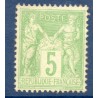 Timbre France Yvert No 106c Type II Sage 5c vert-jaune clair Neuf * sur charnière