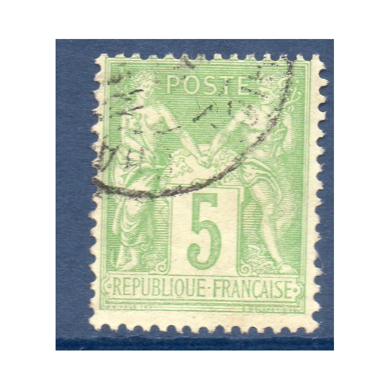 copy of Timbre France Yvert No 106c Type II Sage 5c vert-jaune clair Oblitéré