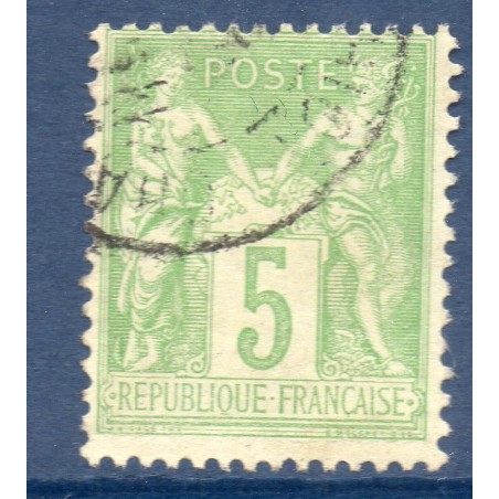 copy of Timbre France Yvert No 106c Type II Sage 5c vert-jaune clair Oblitéré