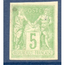 Timbre France Yvert No 106 Type II Sage 5c vert-jaune Neuf * sur charnière