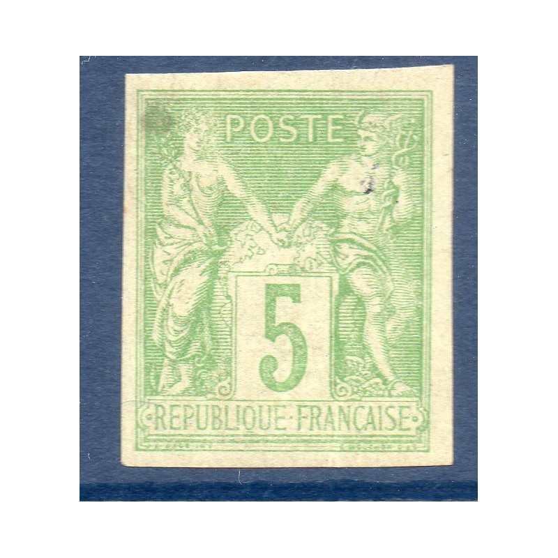 Timbre France Yvert No 106 Type II Sage 5c vert-jaune Neuf * sur charnière