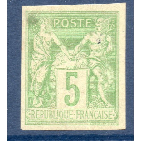 Timbre France Yvert No 106 Type II Sage 5c vert-jaune Neuf * sur charnière