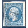 Timbre France Yvert No 14A Type I Empire 20c Bleu Oblitéré