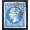 Timbre France Yvert No 14Ac Type I Empire 20c Bleu sur azuré Oblitéré Petits chiffres