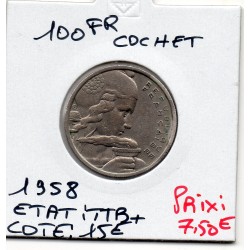 100 francs Cochet 1958 TTB+, France pièce de monnaie