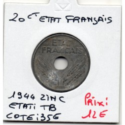 20 centimes état Français 1944 TB, France pièce de monnaie