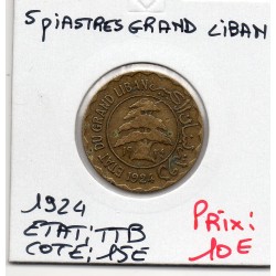 Grand Liban 5 piastres 1924 TTB, Lec 24 pièce de monnaie