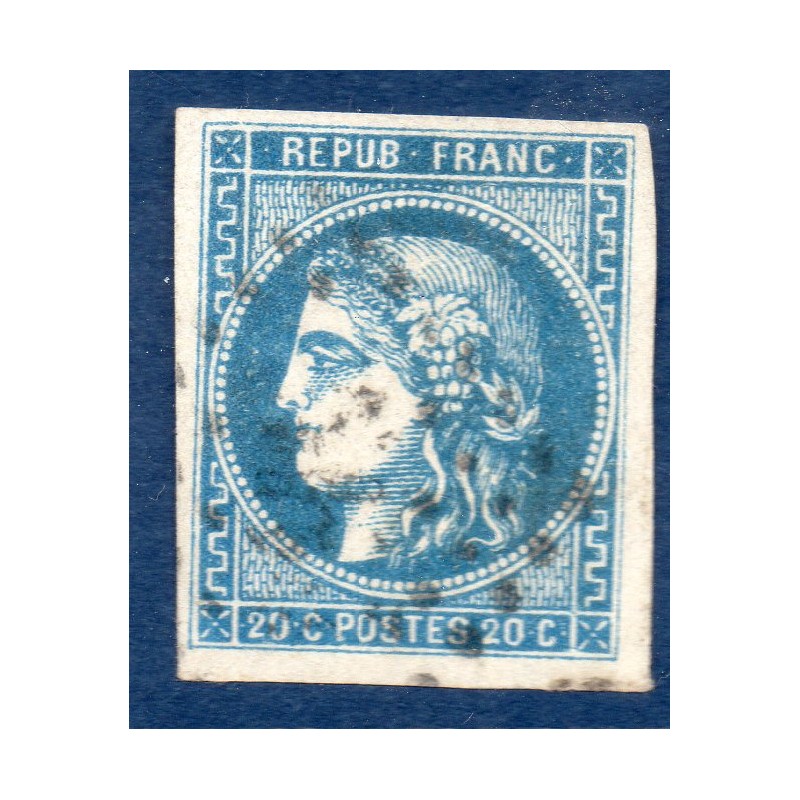 copy of Timbre France Yvert No 46B Émission de Bordeaux 20c bleu Oblitéré