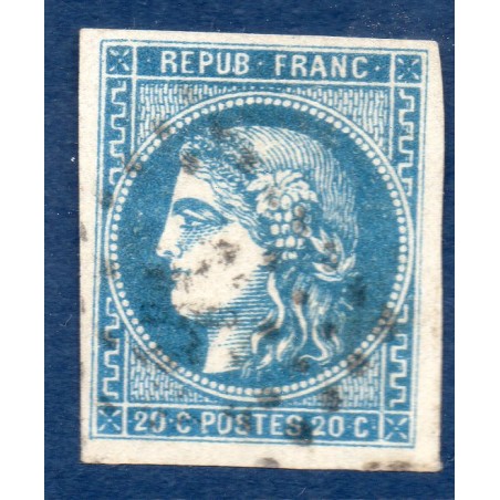 copy of Timbre France Yvert No 46B Émission de Bordeaux 20c bleu Oblitéré