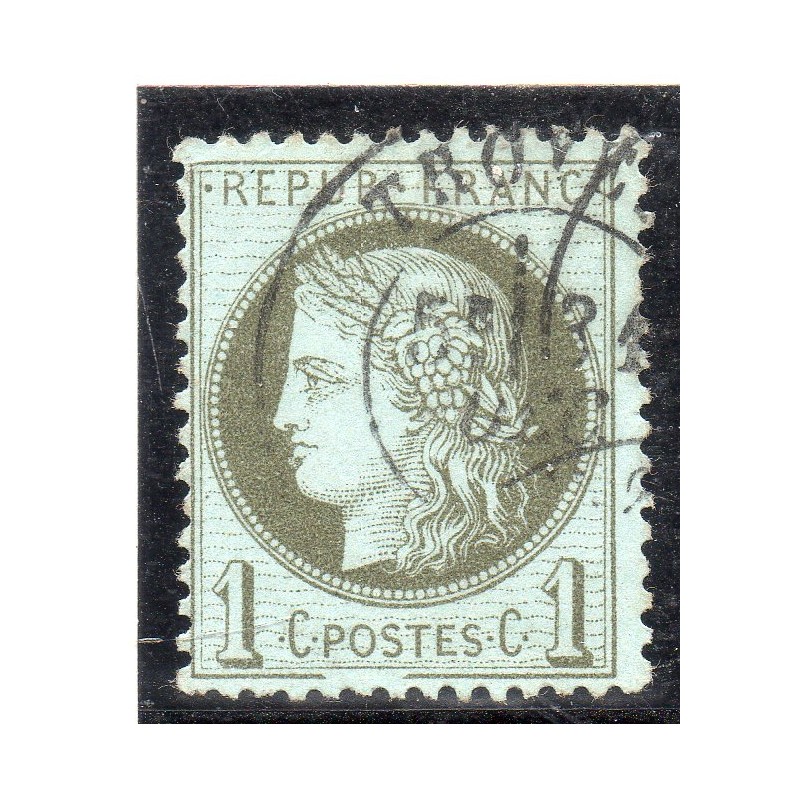 copy of Timbre France Yvert No 50b Type Cérès 1c vert-olive Oblitéré