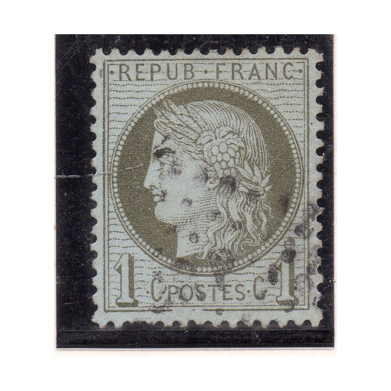 Timbre France Yvert No 50b Type Cérès 1c vert-olive Oblitéré