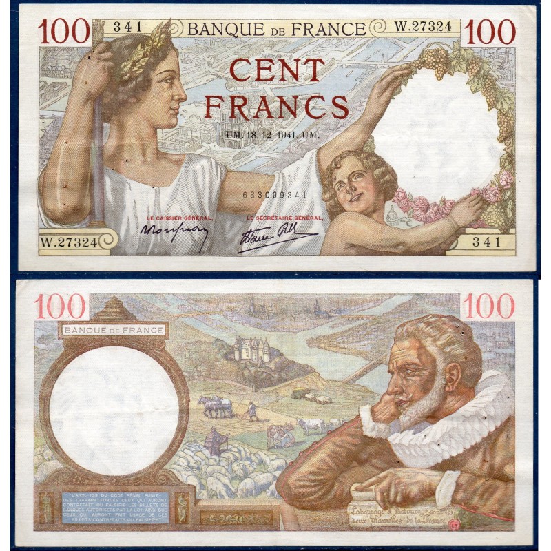 100 Francs Sully TTB 18.12.1941 Billet de la banque de France