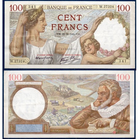 100 Francs Sully TTB 18.12.1941 Billet de la banque de France