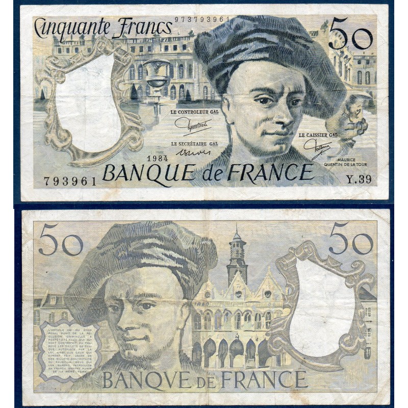 50 Francs Quentin TB+ 1984 Billet de la banque de France