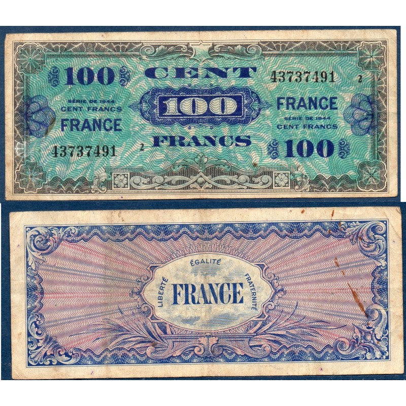 100 Francs France série 2 TB 1945 Billet du trésor Central