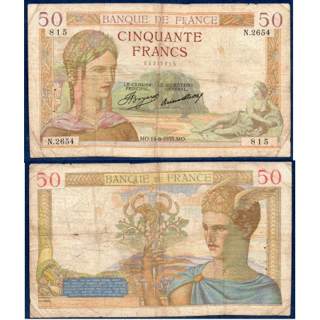 50 Francs Cérès B 14.8.1935 Billet de la banque de France