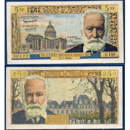 5 Nouveaux Francs Victor Hugo TB 1.7.1965 Billet de la banque de France