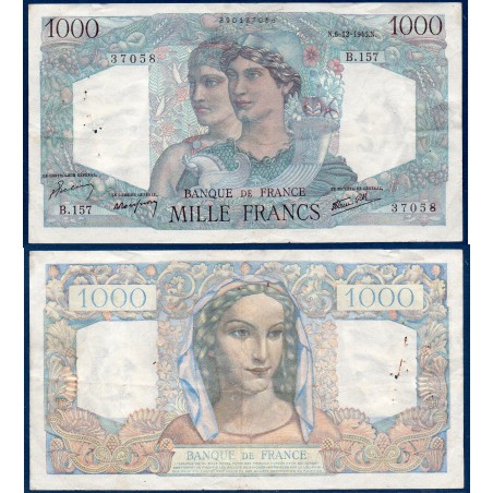 1000 Francs Minerve et Hercule TTB 6.12.1945 Billet de la banque de France