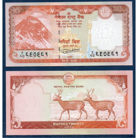 Nepal Pick N°78b, Neuf Billet de banque de 20 rupees 2020