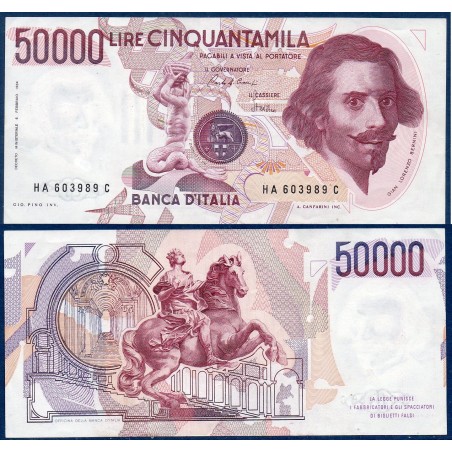 Italie P.113a, Sup Billet de 50000 Lire 1984 Bernini