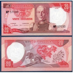 Angola P.99, Neuf, Billet de 20 Escudos 1972 Coton Carmona