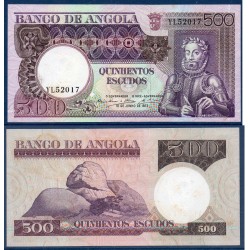 Angola P.107, Spl, Billet de 500 Escudos 1973 Pedras Negras