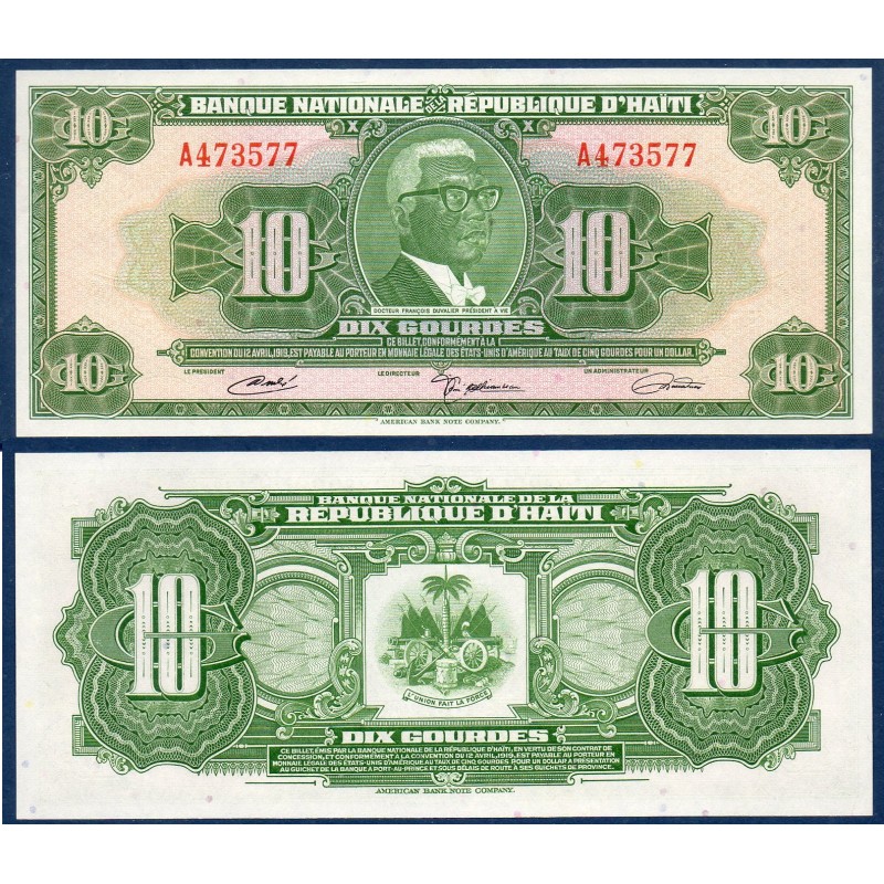 Haïti Pick N°203a, Billet de banque de 10 Gourdes 1968 L 1919