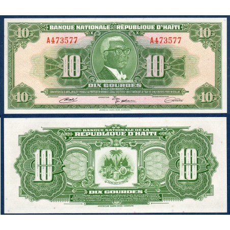 Haïti Pick N°203a, Billet de banque de 10 Gourdes 1968 L 1919