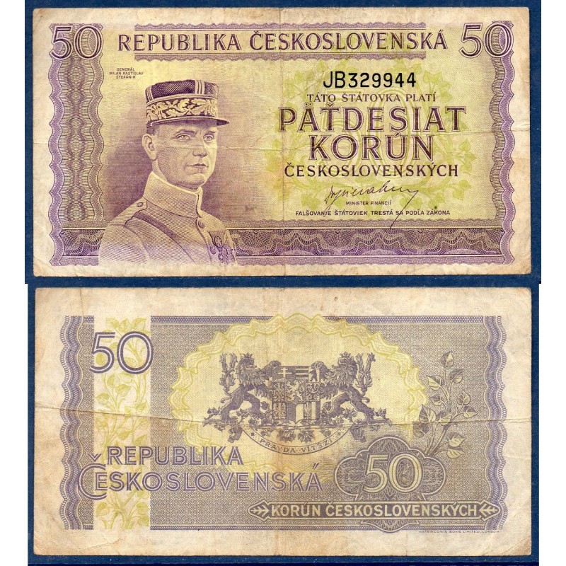 chécoslovaquie Pick N°62a, TB Billet de banque de 50 Korun 1945