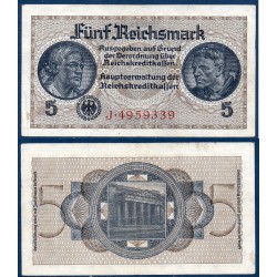 Allemagne P.R138a, TTB Billet de 5 Mark 1940 occupation