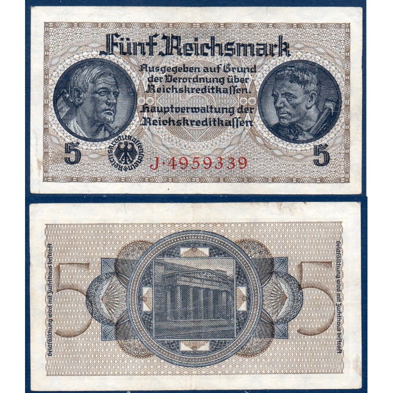 Allemagne Pick N°R138a, TTB Billet de banque de 5 Mark 1940