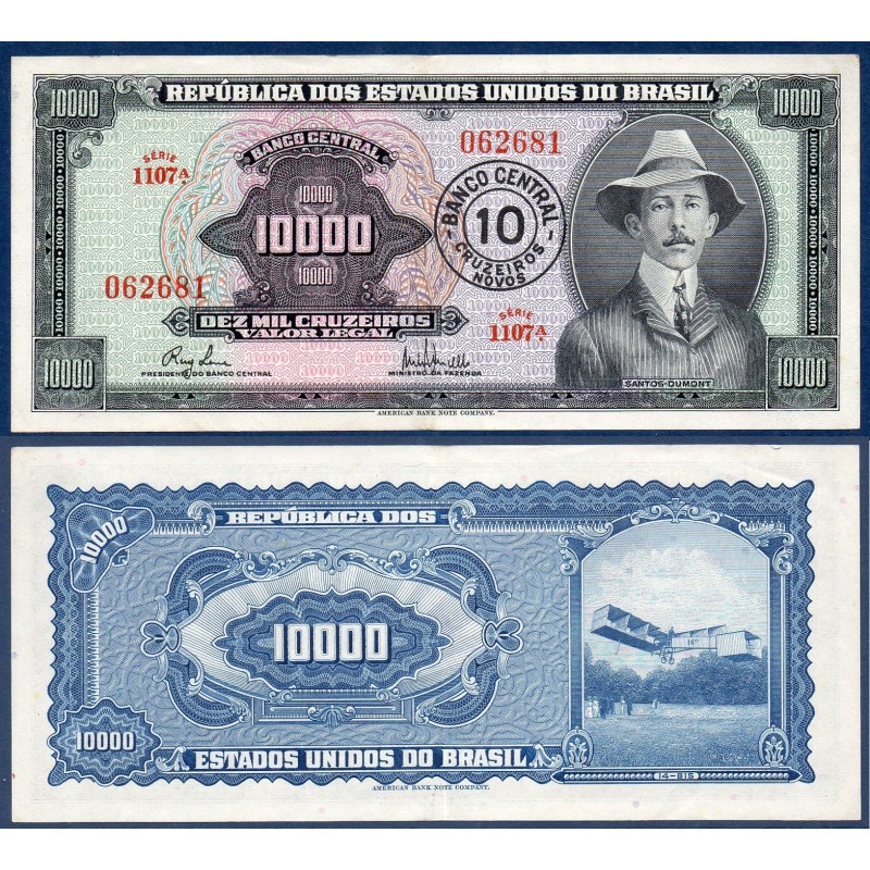 Bresil P.189b, Sup Billet de 10 cruzeiros novos 1966-1967 Santos-Dumont