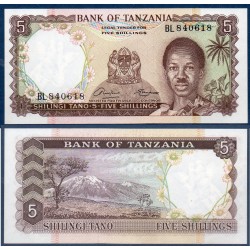 Tanzanie P.1a, Neuf, Billet de 5 shillings 1966 Kilimandjaro