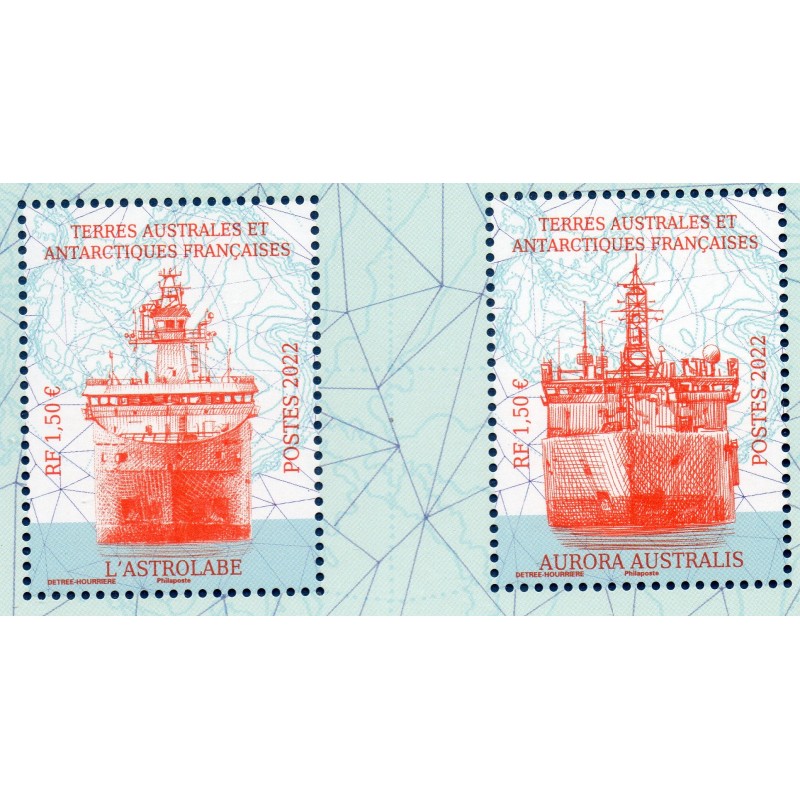 Timbre TAAF Yvert No 1009 1010 Transport maritime navire neuf ** 2022