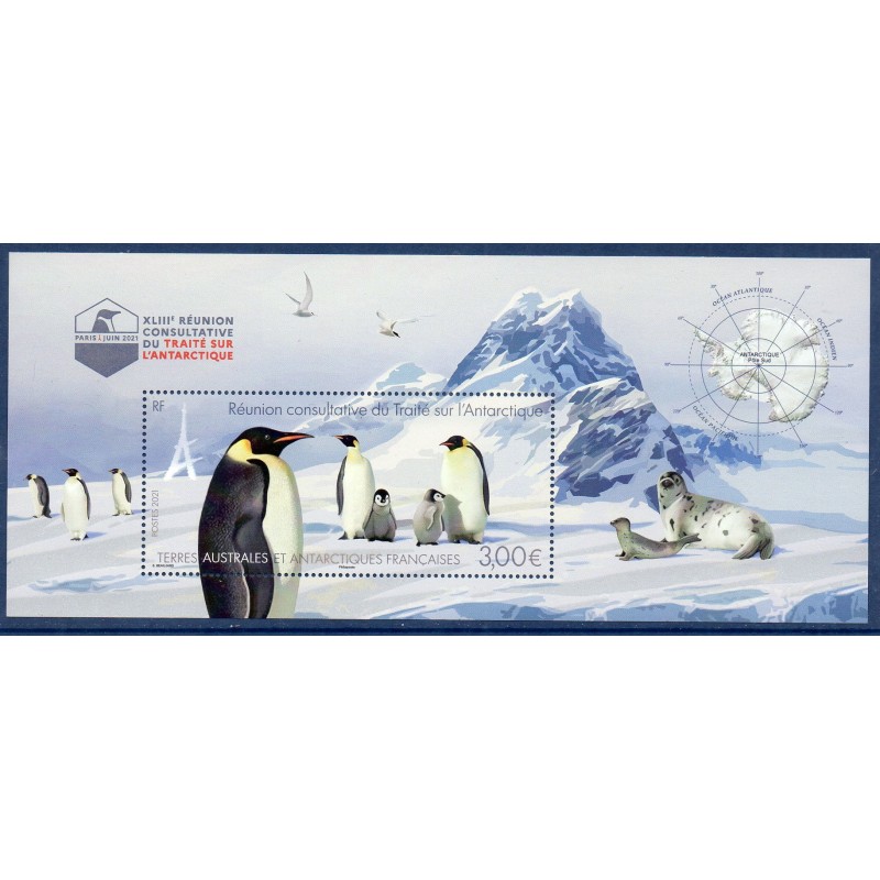 Timbres TAAF Bloc Yvert No F986 Réunion consultative du Traité de l'Antarctique neuf ** 2022