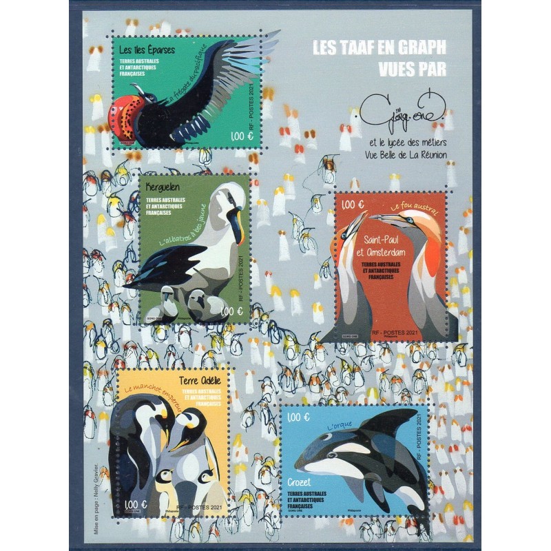 Timbres TAAF Bloc Yvert No F992 Faune antarctique en graph neuf ** 2022