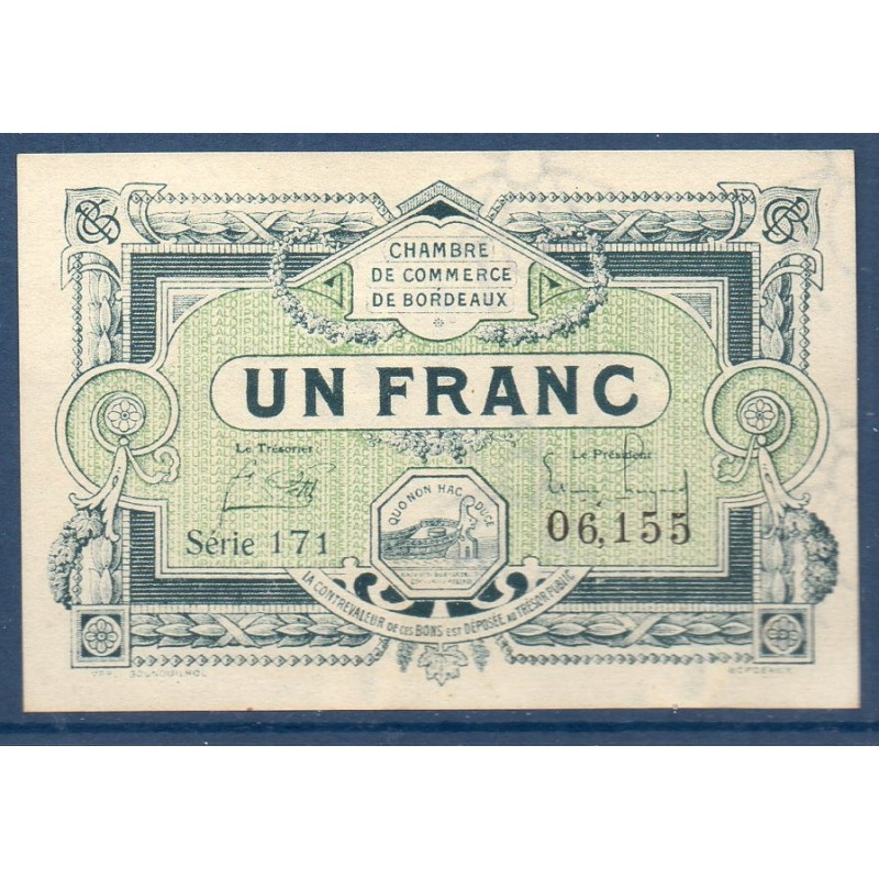 Bordeaux 1 franc Spl 1920 pirot 30.26 Billet de la chambre de Commerce