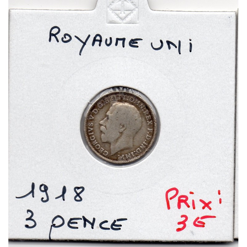 Grande Bretagne 3 pence 1918 TB, KM 813 pièce de monnaie