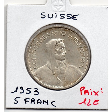 Suisse 5 francs 1953 Sup, KM 40 pièce de monnaie