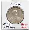 Suisse 5 francs 1953 Sup, KM 40 pièce de monnaie