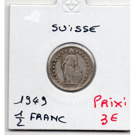 Suisse 1/2 franc 1949 TTB, KM 23 pièce de monnaie