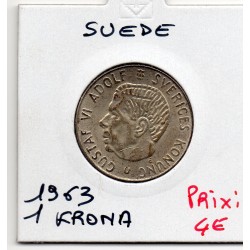 Suède 1 krona 1963 Sup, KM 826 pièce de monnaie