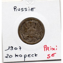 Russie 20 Kopecks 1907 СПБ ЭБ ST Petersbourg TTB, KM Y21a.2 pièce de monnaie