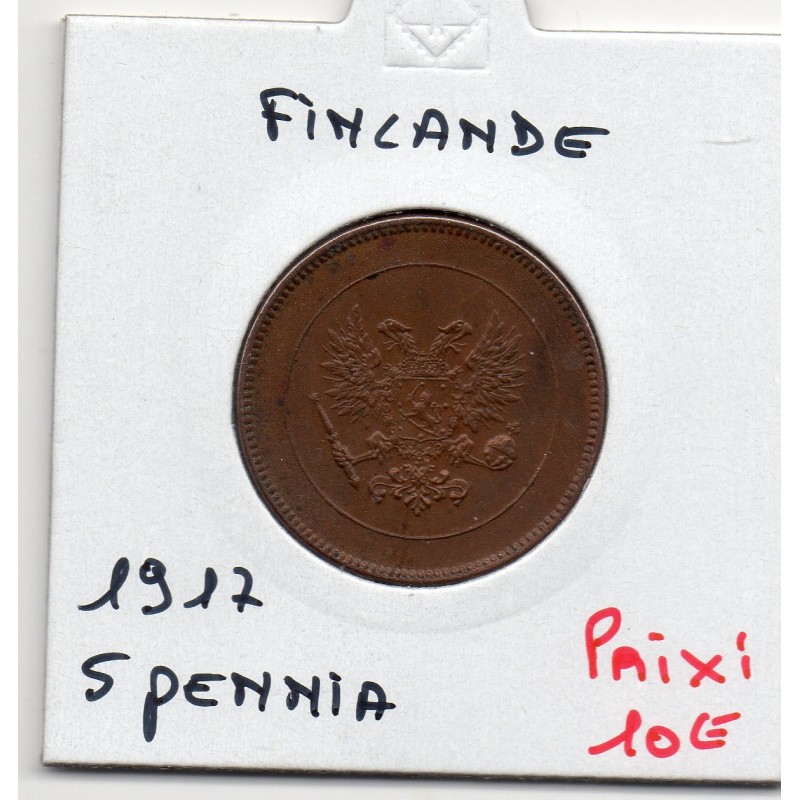 Finlande 5 pennia 1917 Sup-, KM 17 pièce de monnaie