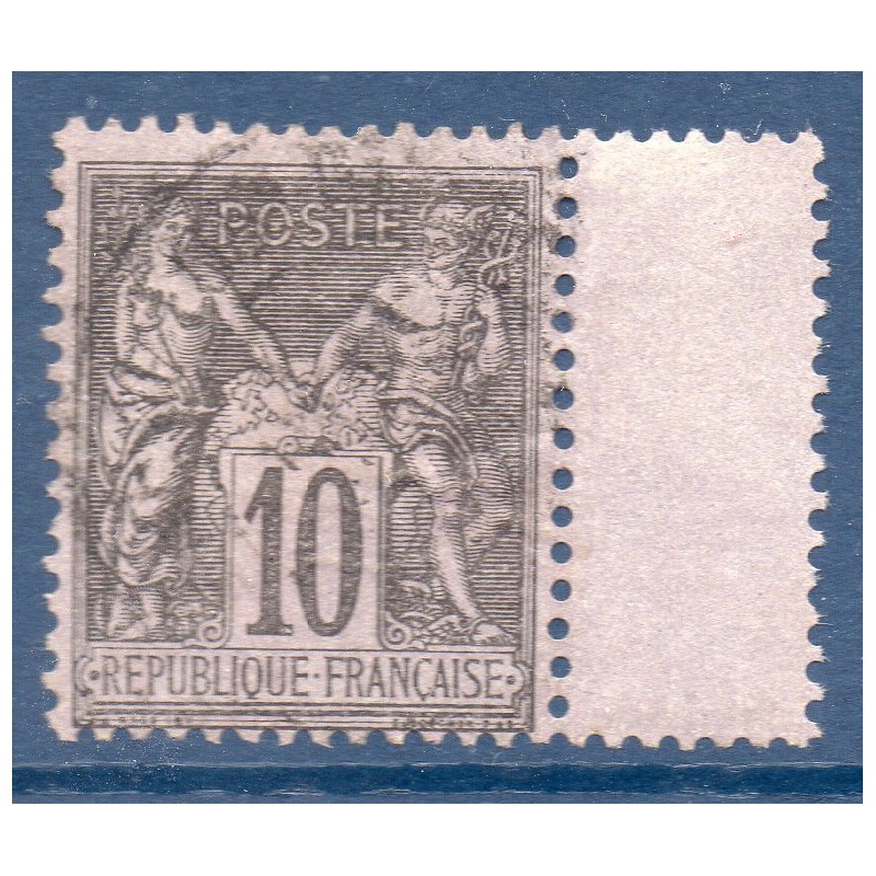 Timbre France Yvert No 89a Type II Sage 10c noir s. violet Oblitéré