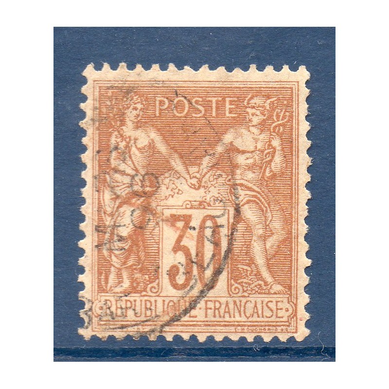 Timbre France Yvert No 80 Type II Sage 30c brun-jaune Oblitéré