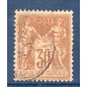 Timbre France Yvert No 80 Type II Sage 30c brun-jaune Oblitéré