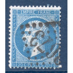 Timbre France Yvert No 22a Empire 20c bleu foncé Oblitéré gros chiffres