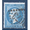 Timbre France Yvert No 22a Empire 20c bleu foncé Oblitéré gros chiffres