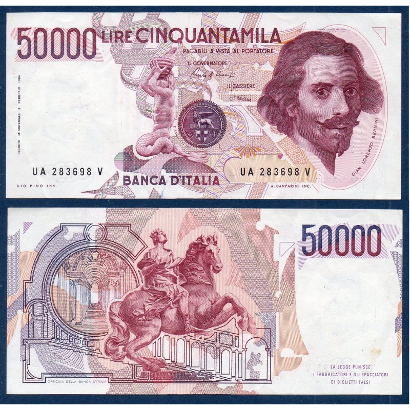 Italie P.113a, TTB Billet de 50000 Lire 1984 Bernini